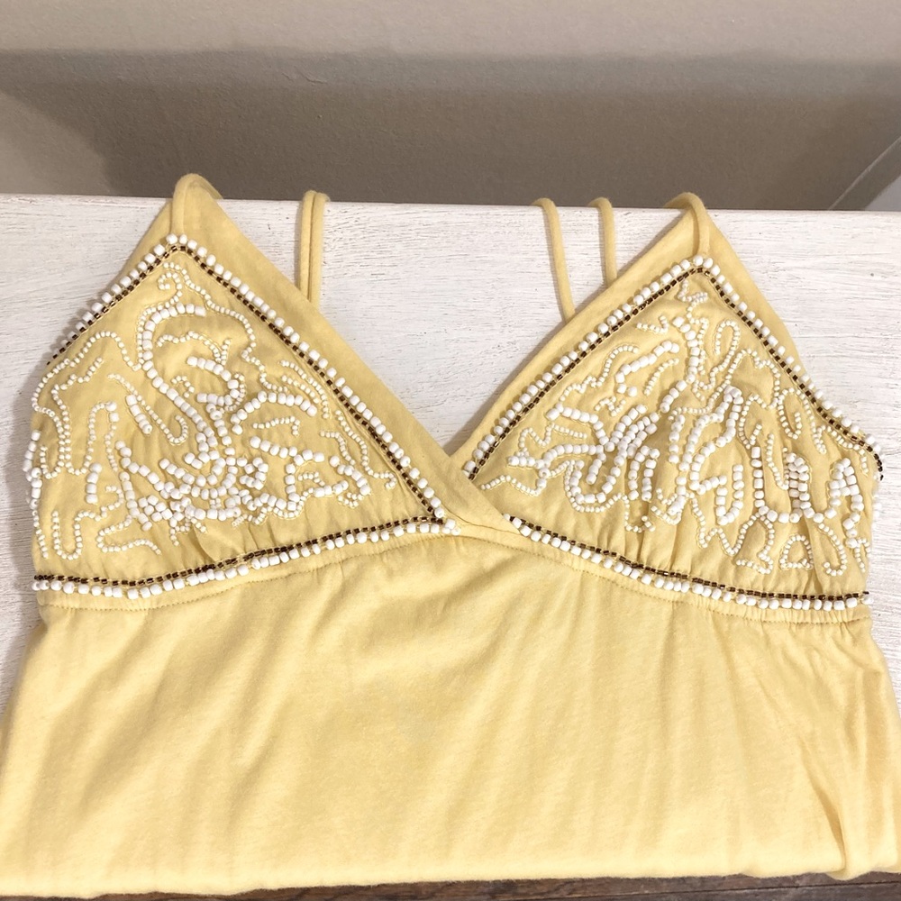 J. Crew Yellow Beaded Tank Top